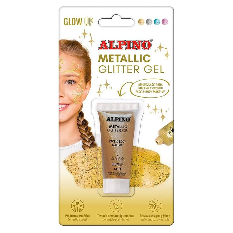 Blister Maquillaje Glitter Dorado en Gel