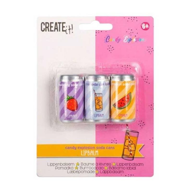 Conjunto 3 Bálsamo Labial Lata Refrigerante Create It!