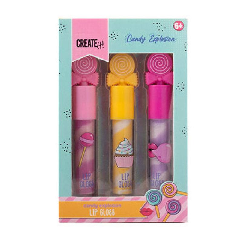 Conjunto 3 Brilho Labial Explosão de Doces Amarelo Create It!