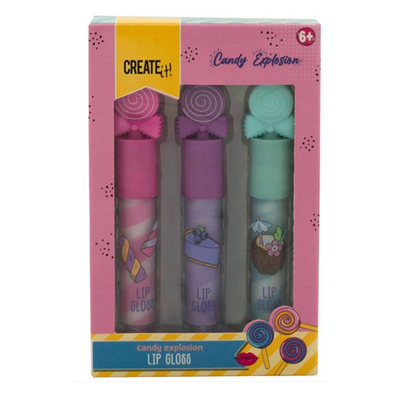 Conjunto 3 Brilho Labial Candy Explosion Lilás Create It!