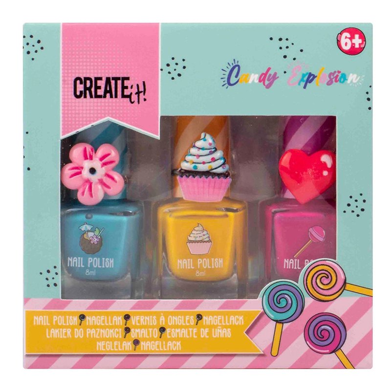 Conjunto 3 Vernizes de Unhas com Anéis Cupcake Create It!