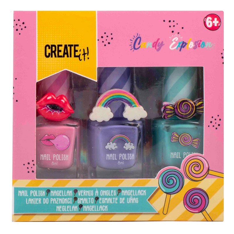 Conjunto 3 Vernizes com Anéis Arco-íris Create It!