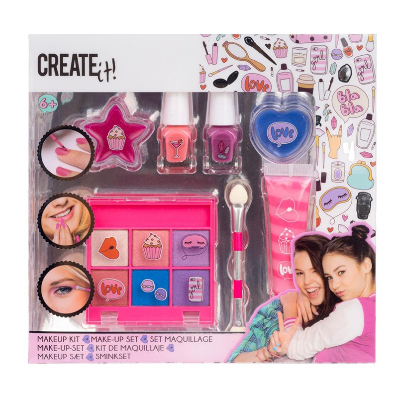 Conjunto de Maquilhagem Rosa e Lilás Create It!