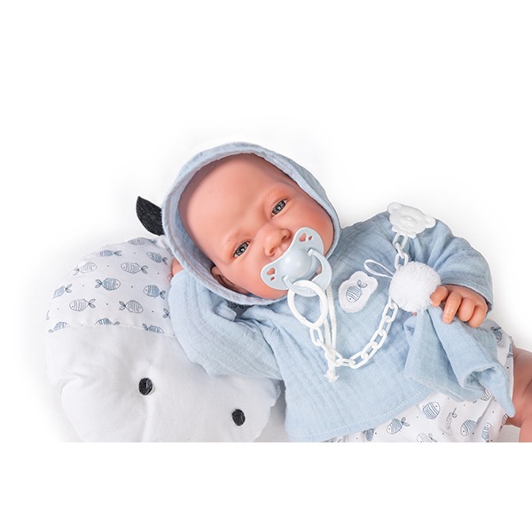 Boneco Recém-nascido com Almofada de Peixe 42cm - Imagem 1