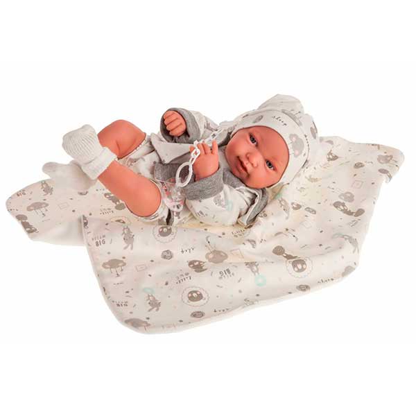 Boneca Recém-nascida Pipa com Cobertor Ursinhos 42cm - Imagem 1