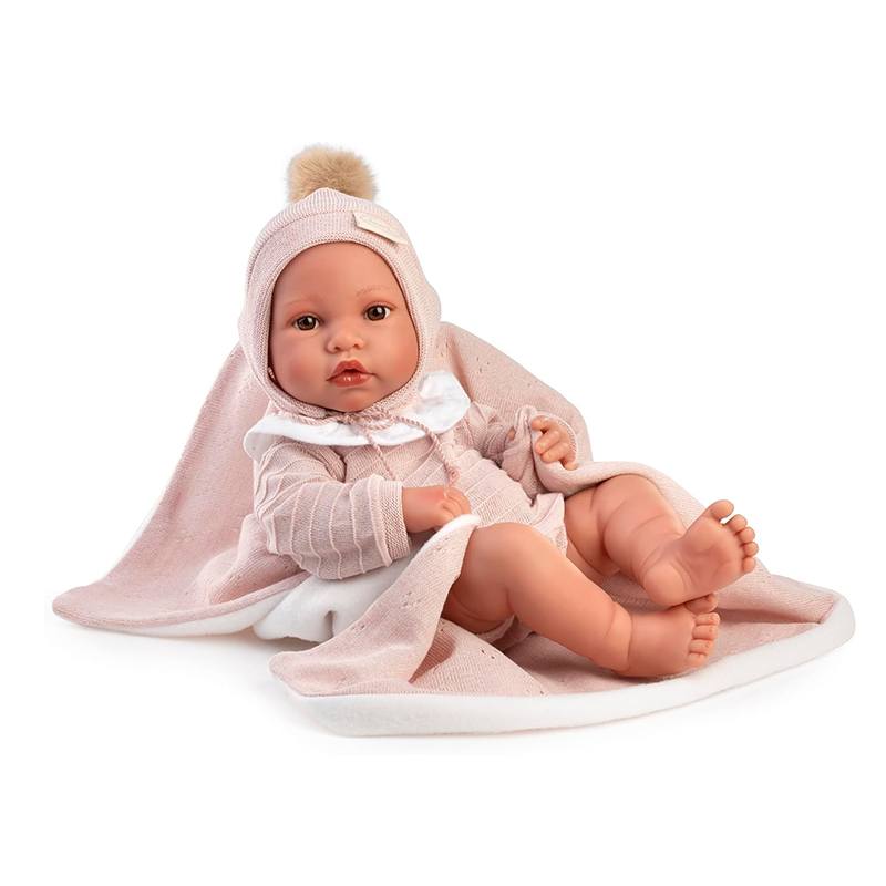 Boneca Recém-Nascida Erika com Manta Rosa 42cm