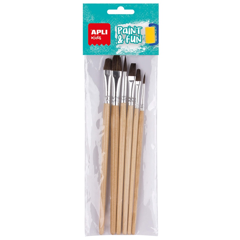 Conjunto de 6 Escovas de Madeira