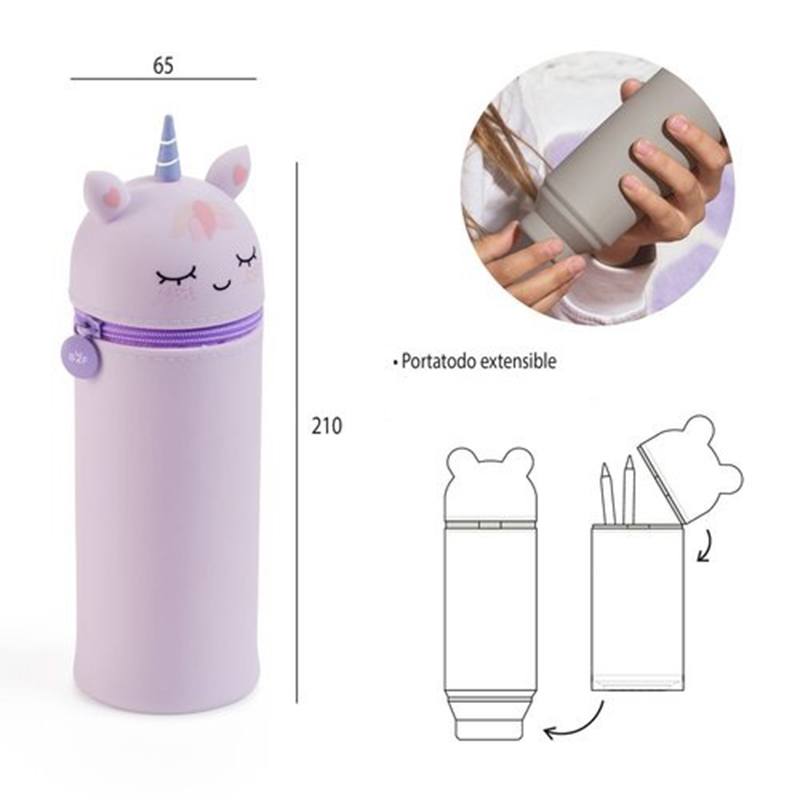 Estojo Expansível Silicone Unicórnio Little Pets - Imagem 