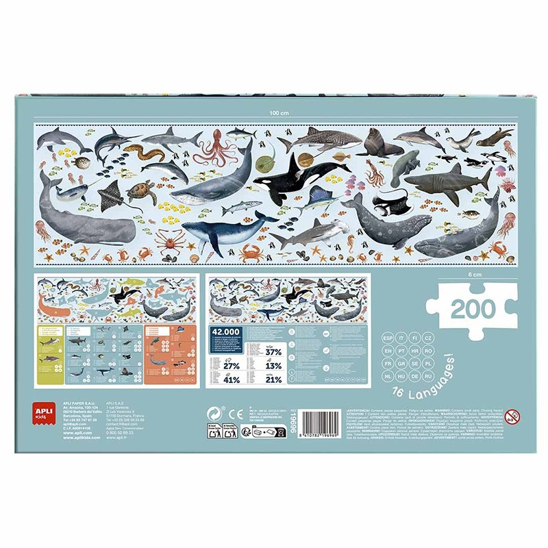 Puzzle 200p Animais Marinhos em Perigo - Imagem 1