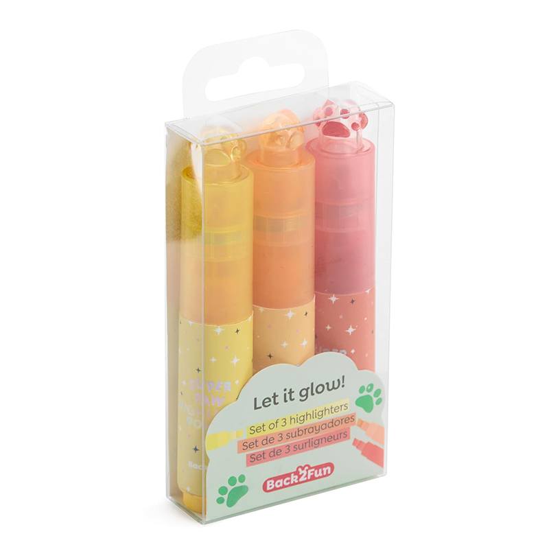Back2Fun Set 3 Subrayadores Patitas Tonos Bright