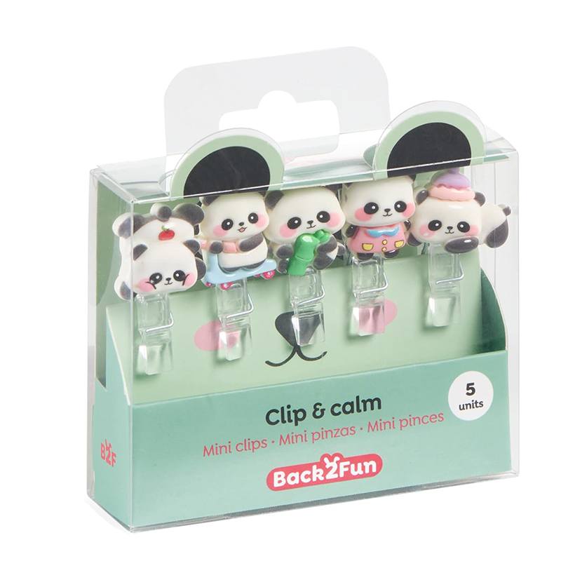 Back2Fun Set 5 Mini Pinzas Sujetapapeles Panda - Imagen 2