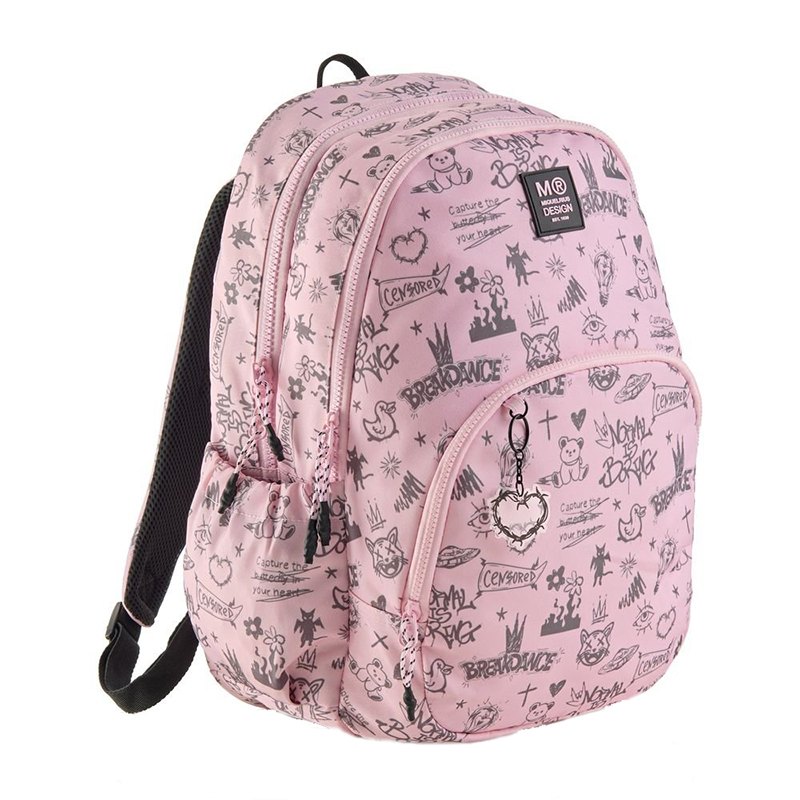 Mochila Escolar Triple Oslo Rosa 41cm