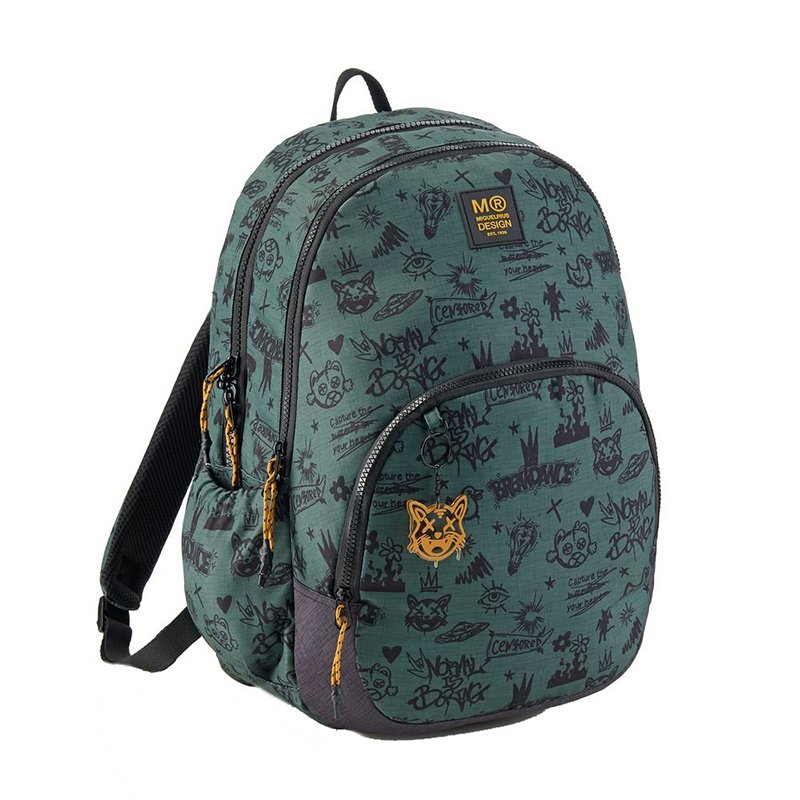 Mochila Escolar Triple Oslo Verde 41cm