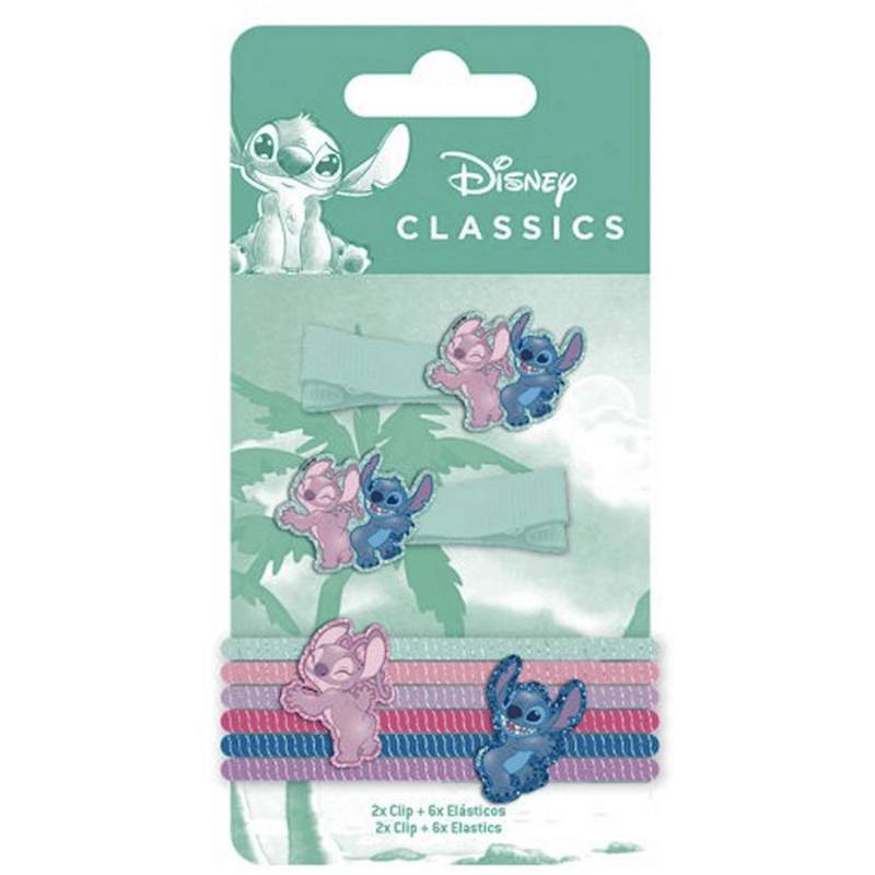 Stitch Set 2 Clips y 6 Gomas para el Cabello