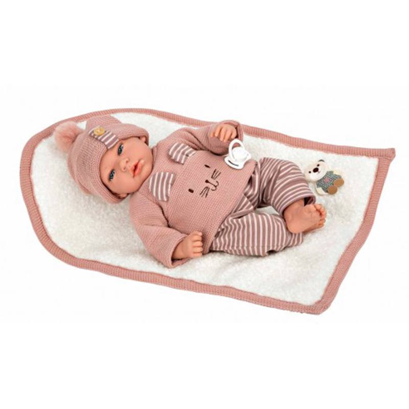 Boneca com peso Elegance Andie rosa com manta 40cm