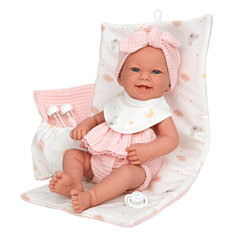 Boneca Elegance Zoe Rosa com Muda Fraldas e Babete 42cm - Imagem 3