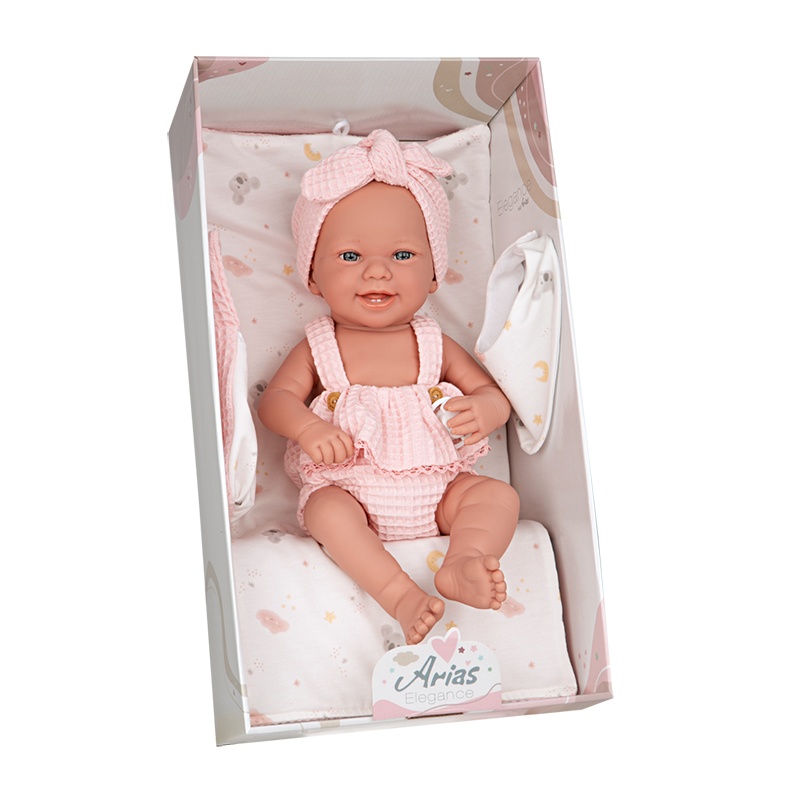 Boneca Elegance Zoe Rosa com Muda Fraldas e Babete 42cm - Imagem 7
