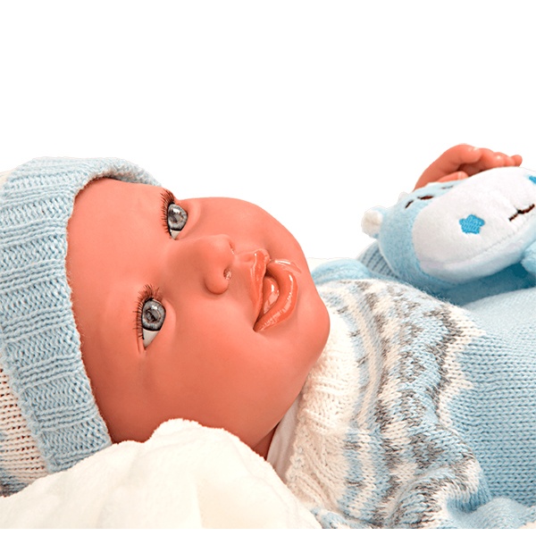 Bebé Reborn Ibai con Manta y Peluche 45cm - Imagen 4