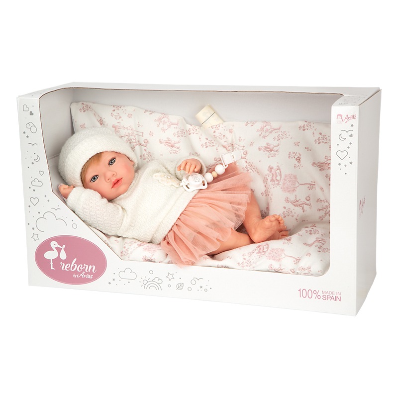 Boneca Bebé Reborn Julia Rosa com Almofada 40Cm - Imagem 3