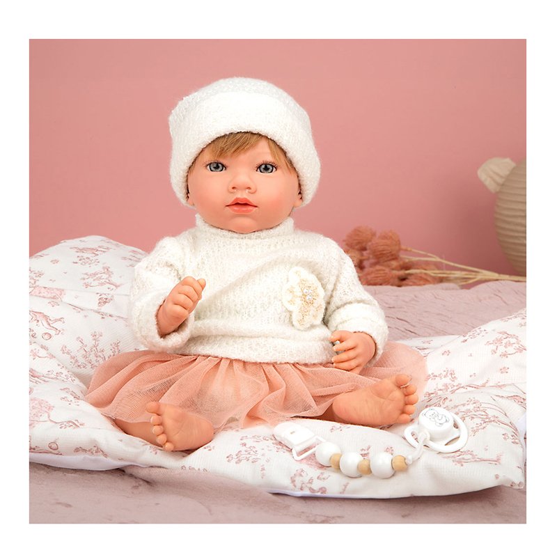 Boneca Bebé Reborn Julia Rosa com Almofada 40Cm - Imagem 4