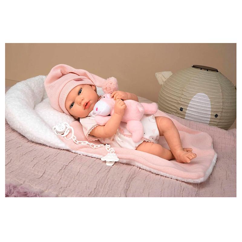 Boneca Reborn Ariel Rosa com Almofada 40cm