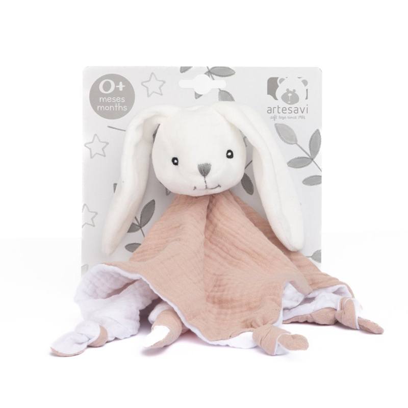 Doudou Coelhinho Musselina Rosa 25cm