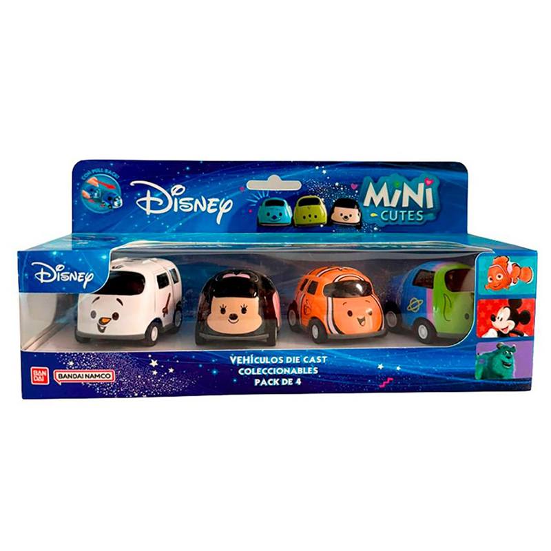 Disney Mini Cutes Pack 4 Coches Minnie-Olaf-Nemo-Alien - Imagen 1