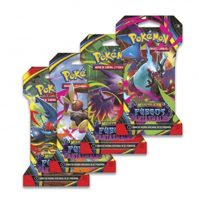 Pokémon - Sobre Cartas con funda Megaevolución Fuegos Fantasmales