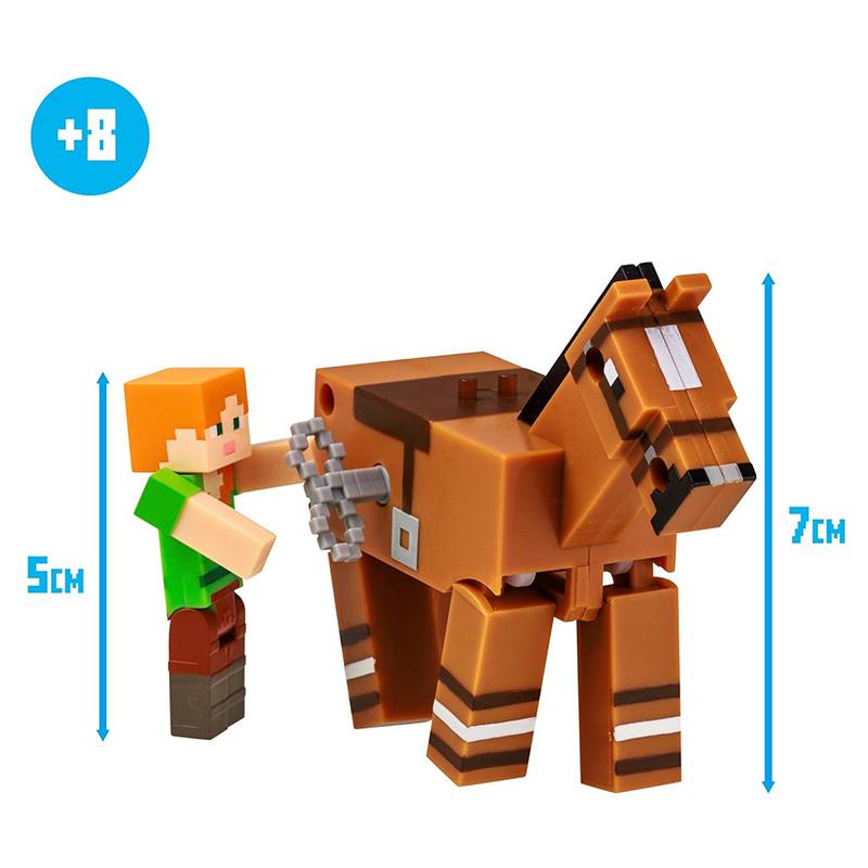 Minecraft Figura Alex y Caballo con Movimiento - Imagen 1