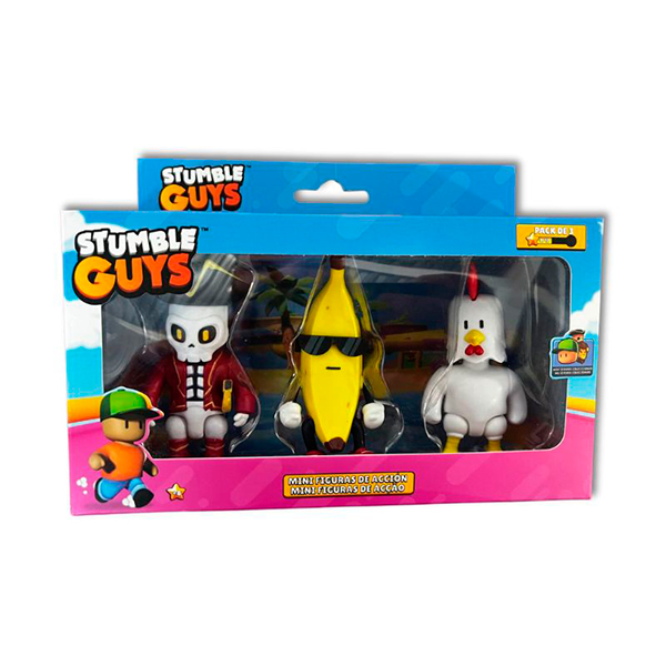 Stumble Guys Pack 3 Figuras Banana Guy 8cm - Imagen 1