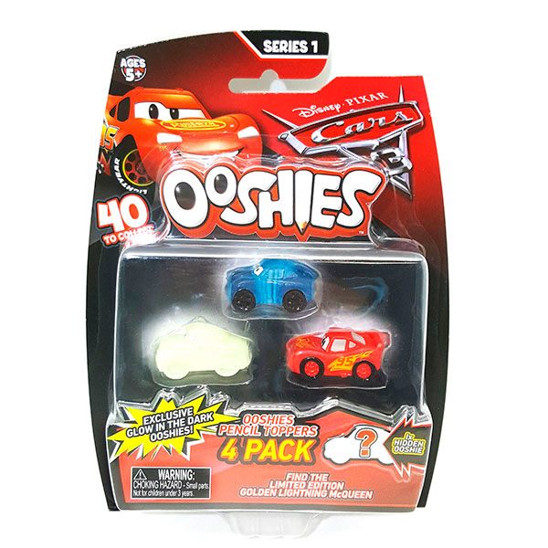 Ooshies Cars Pack 4 Mini Figuras Personajes - Imagen 1