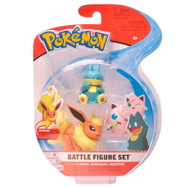 Pokémon Figuras Pack Flareon-Munchlax-Jigglypuff - Imagem 1
