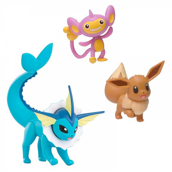 Pokemon Figuras Pack Vaporeon-Eevee-Aipom - Imagen 1