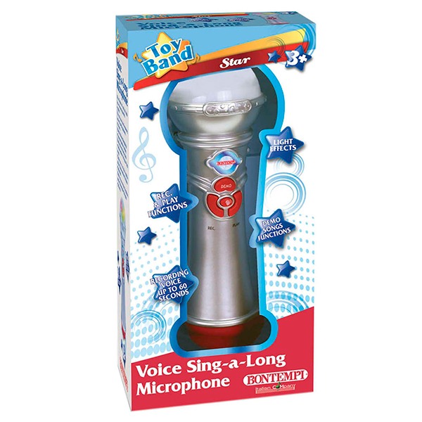 Microfone Prateado para Karaokê - Imagem 1