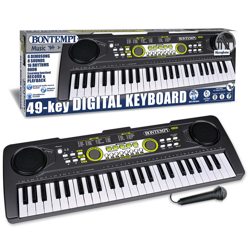 Teclado Digital de 49 Teclas con Micrófono