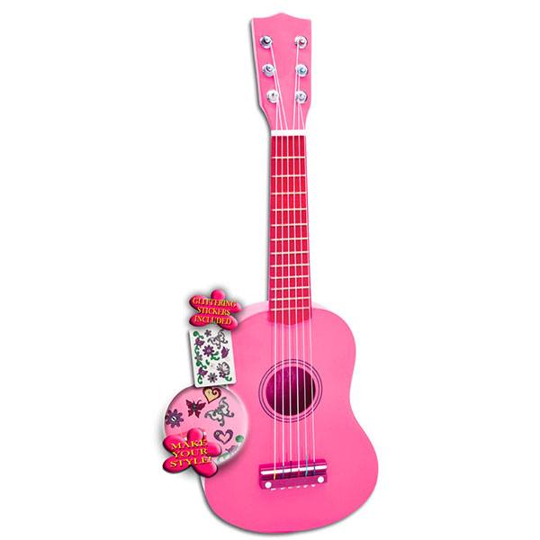 Guitarra Fusta Rosa 55cm amb Stickers - Imatge 1