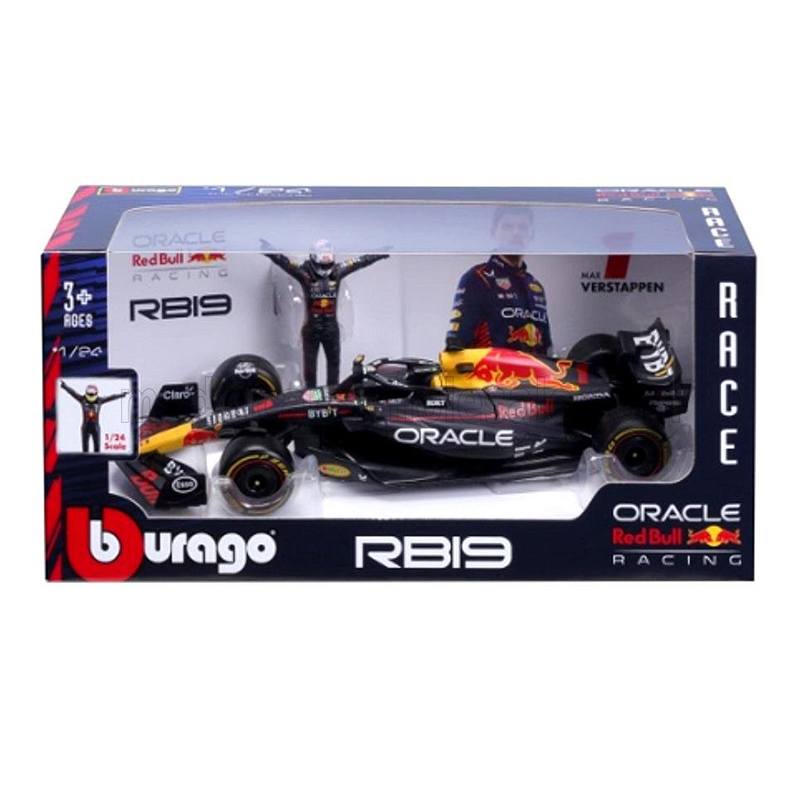 Burago Coche Red Bull F1 Oracle Racing RB19 con piloto 1:24 - Imagen 1