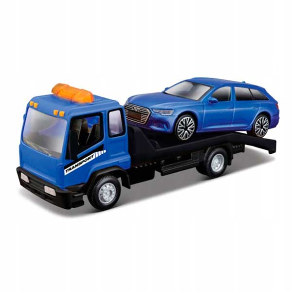 Burago Caminhão Grua com Carro Azul - Imagem 1