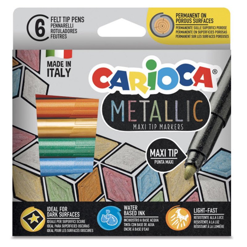 Carioca Caixa 6 Marcadores Metálicos Ponta Maxi