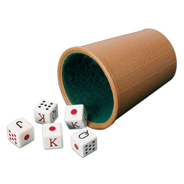 Jogo de Tabuleiro Taça Forrada e Dados de Pôquer - Imagem 1