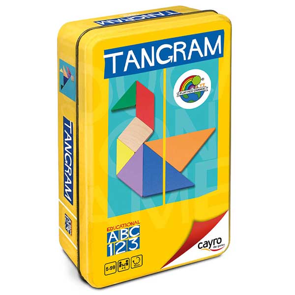 Jogo Tangram Madeira em Caixa de Metal - Imagem 1
