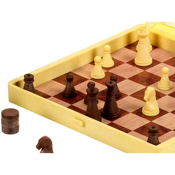 Jogo de Tabuleiro Xadrez e Damas Magnético Quadrado - Imagem 1