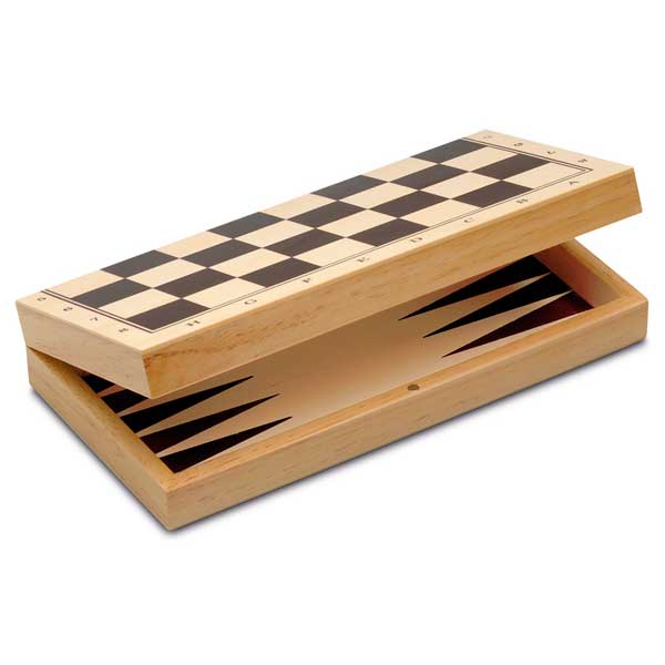 Conjunto 3 en 1 Xadrez-Damas-Backgammon de Madeira - Imagem 2