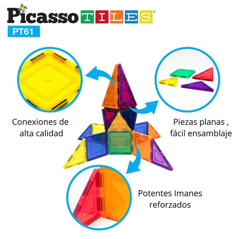 Picasso Tiles Blocos Magnéticos 61p - Imagem 3