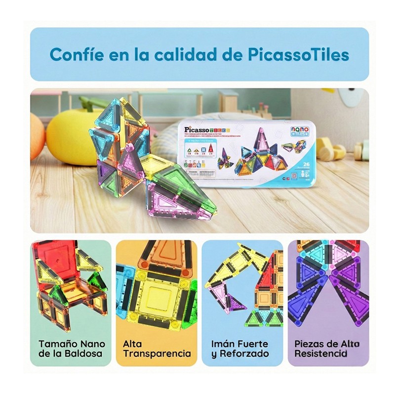 Picasso Tiles Mini Bloques Magnéticos 26p - Imagen 4