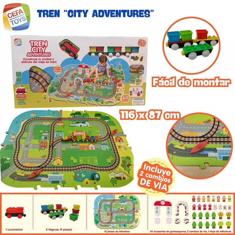 Comboio infantil City Aventuras com tapete - Imagem 1