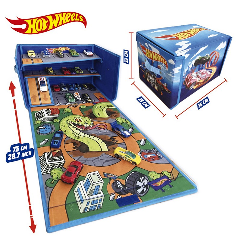 Hot Wheels Caja Organizadora de Coches con Pista y Área de Juego - Imagen 1