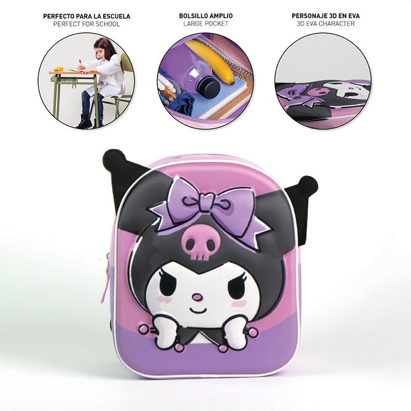 Hello Kitty Kuromi Mochila infanitl 3D 31cm - Imagen 3