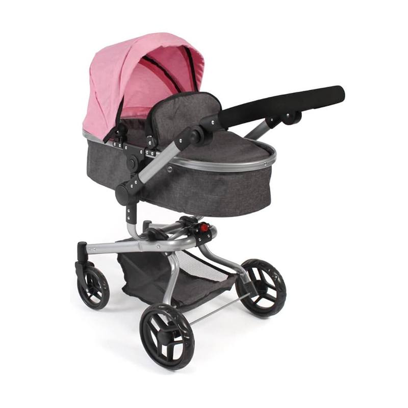 Cochecito para Muñecas Yolo 2 en 1 Gris Antracita y Rosa