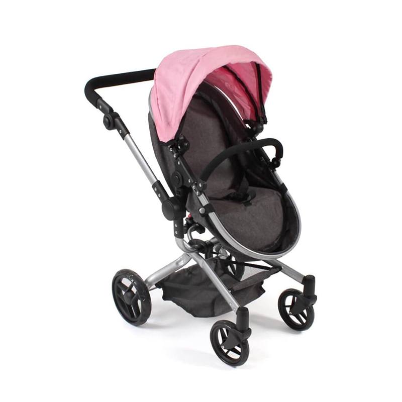 Cochecito para Muñecas Yolo 2 en 1 Gris Antracita y Rosa - Imagen 2